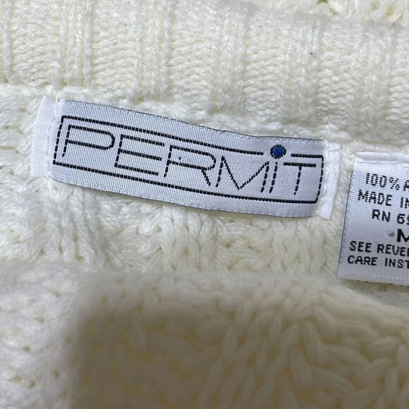 VTG Permit Men's Crew Neck Sweater Long Sleeve Cream Size M Medium - Picture 4 of 7
